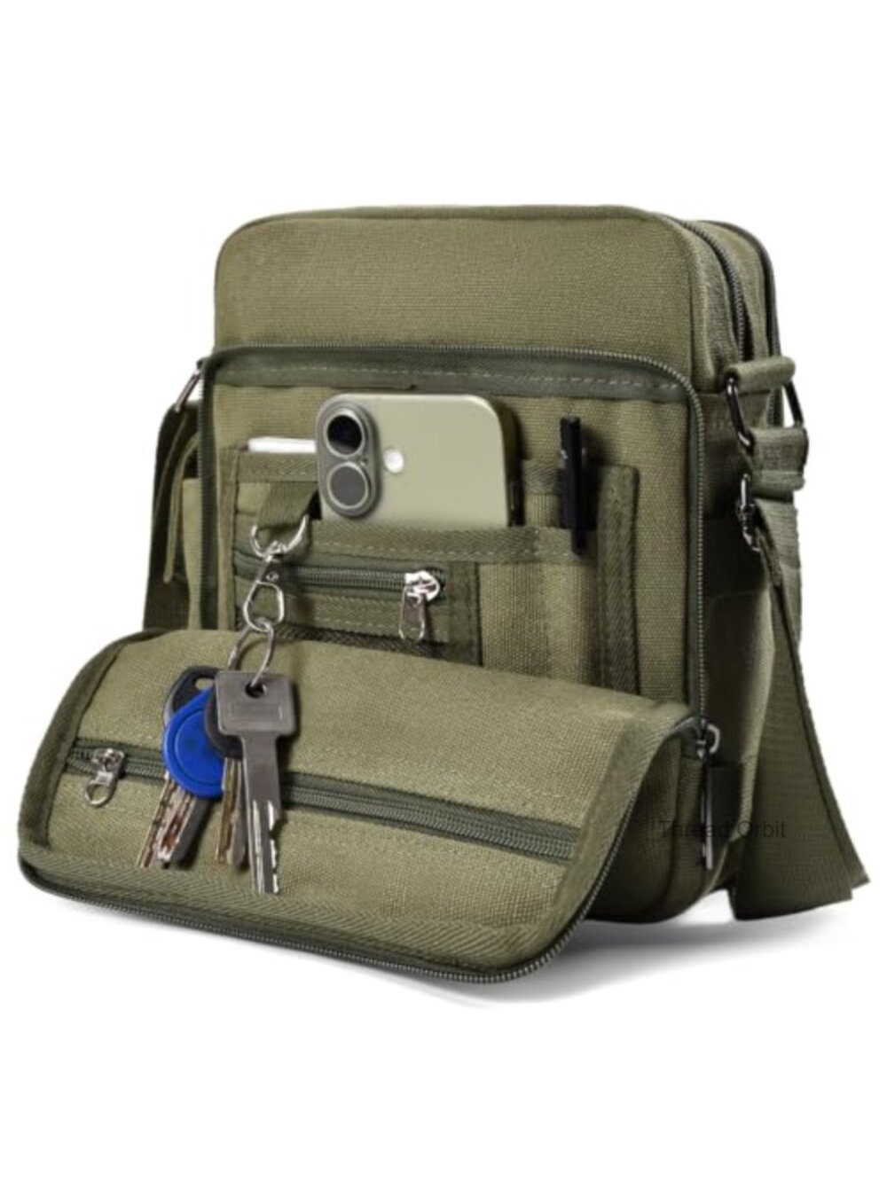 Vintage Canvas Messenger Bag Crossbody Shoulder Bag Multi Pocket
